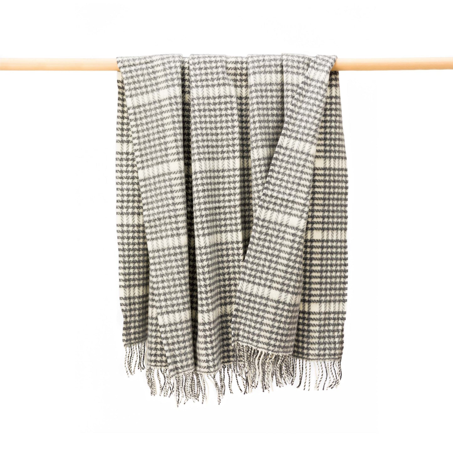 Grey Houndstooth Cashmere Throw