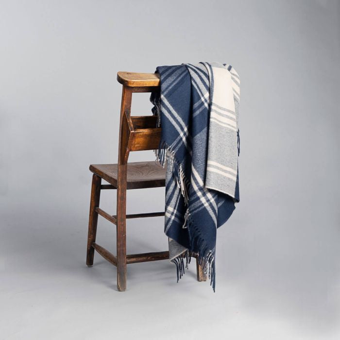 Ettrick Navy Wool Throw