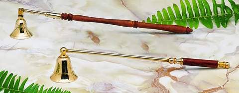 11" Long Brass & Wood Candle Snuffer