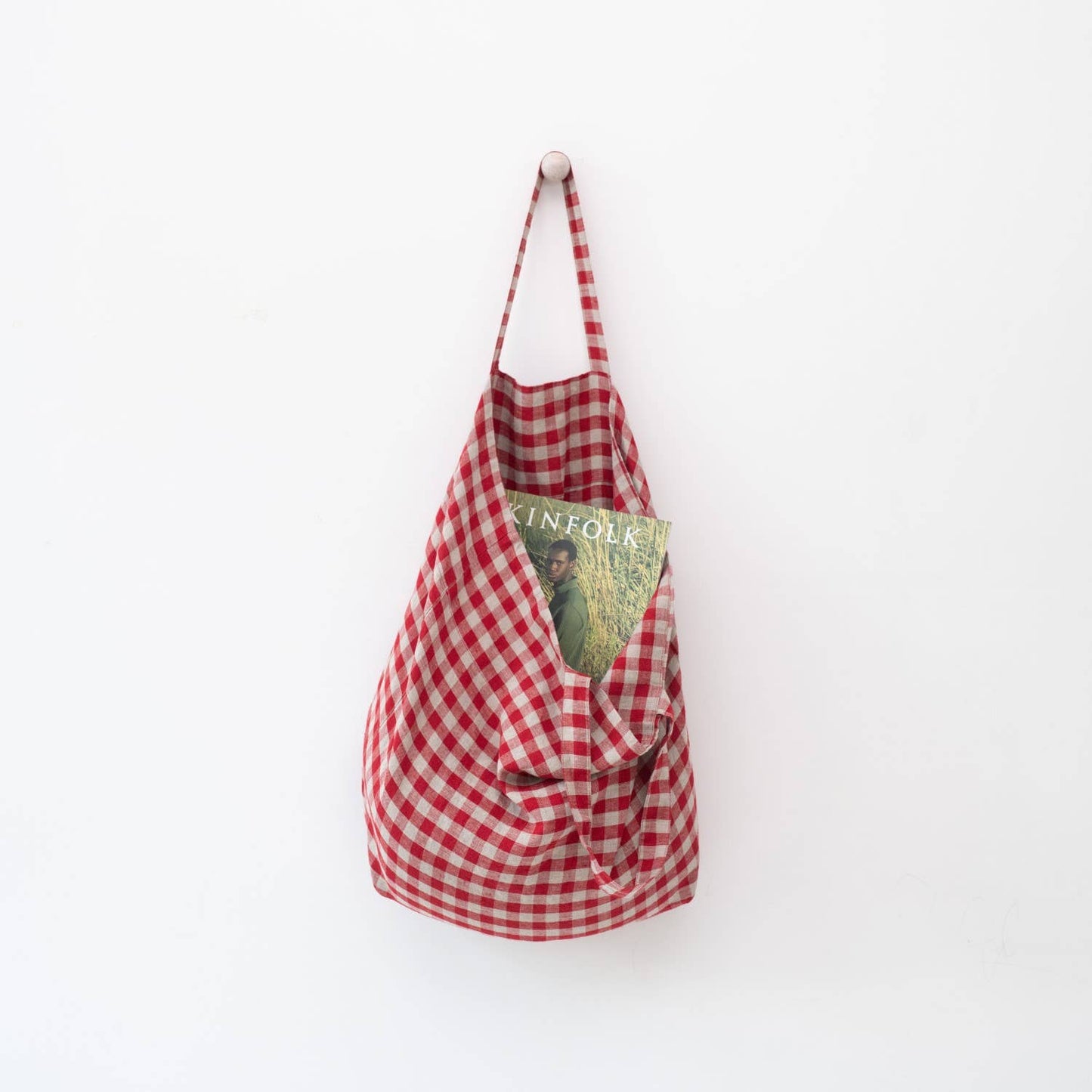 Red Gingham Linen Big Bag