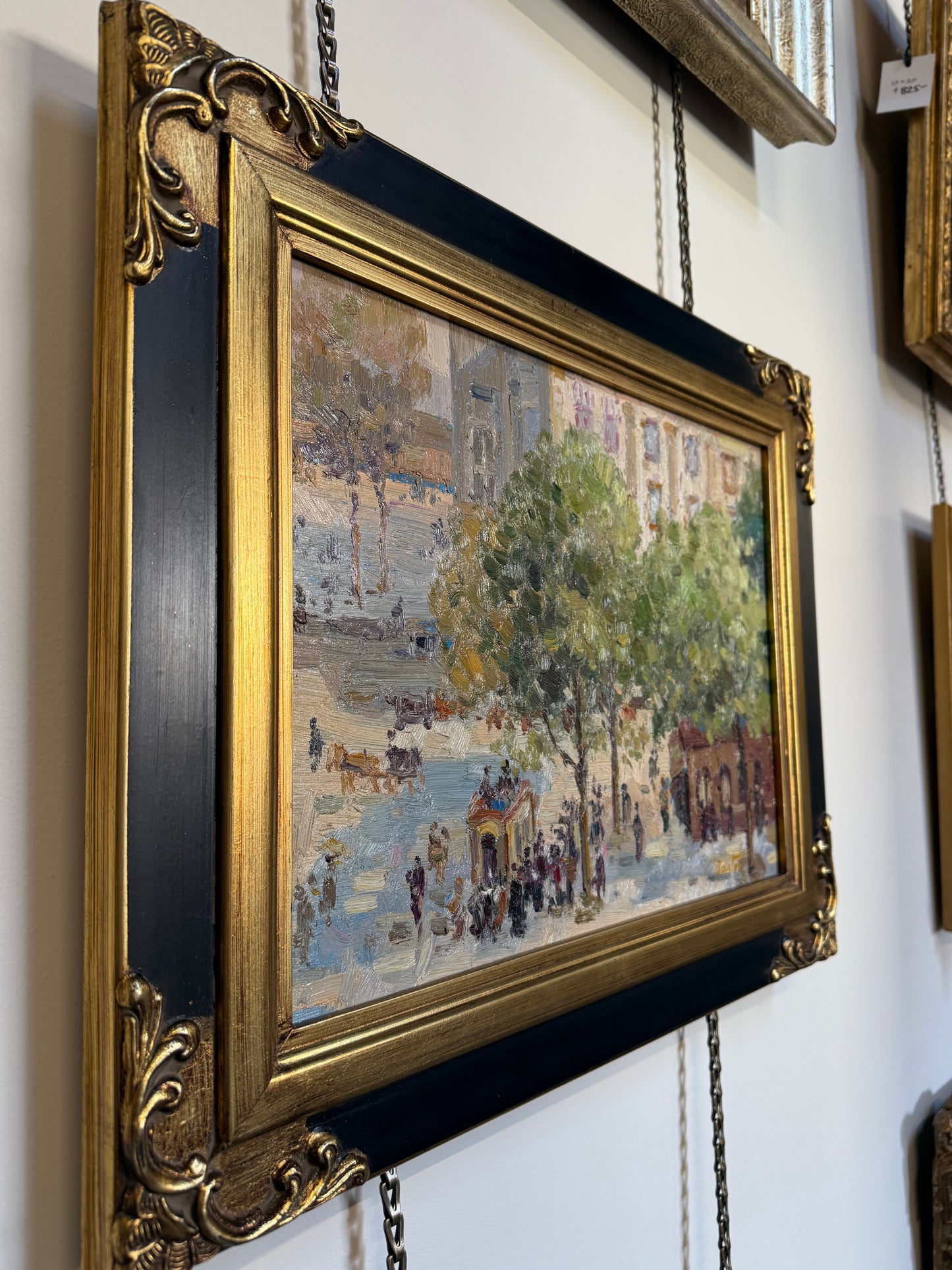 Cityscape Oil Painting in Black & Gold Frame