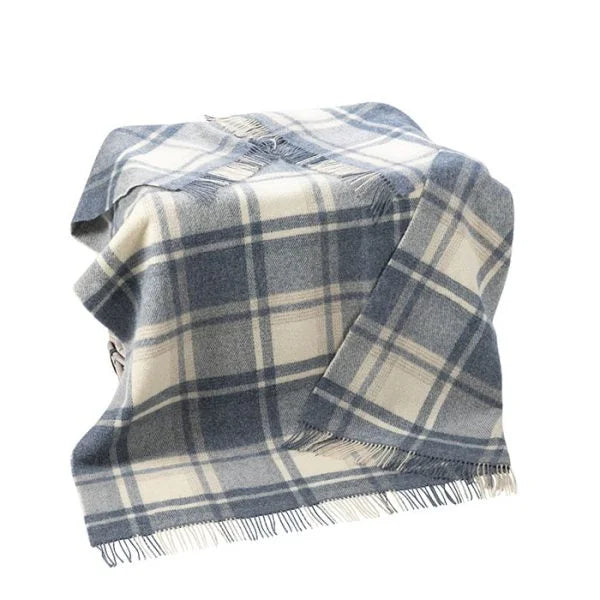 Irish Picnic Blanket Denim Blue Plaid