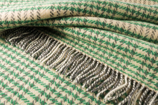 Green Houndstooth Cashmere Throw