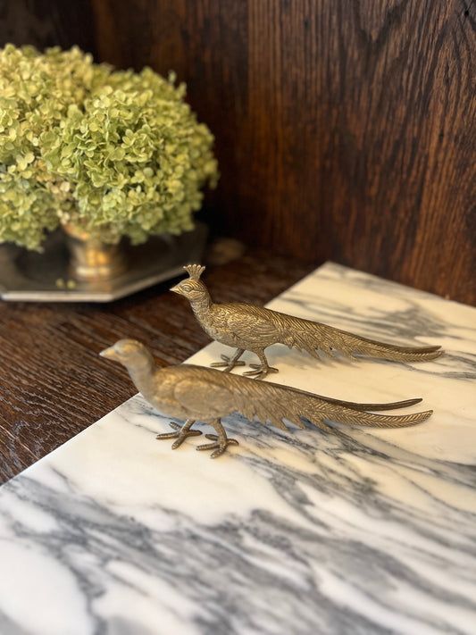 2 Brass Metal Pheasants