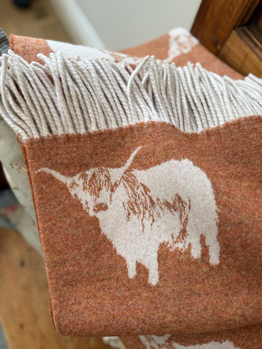 Highland Cow Wool Throw