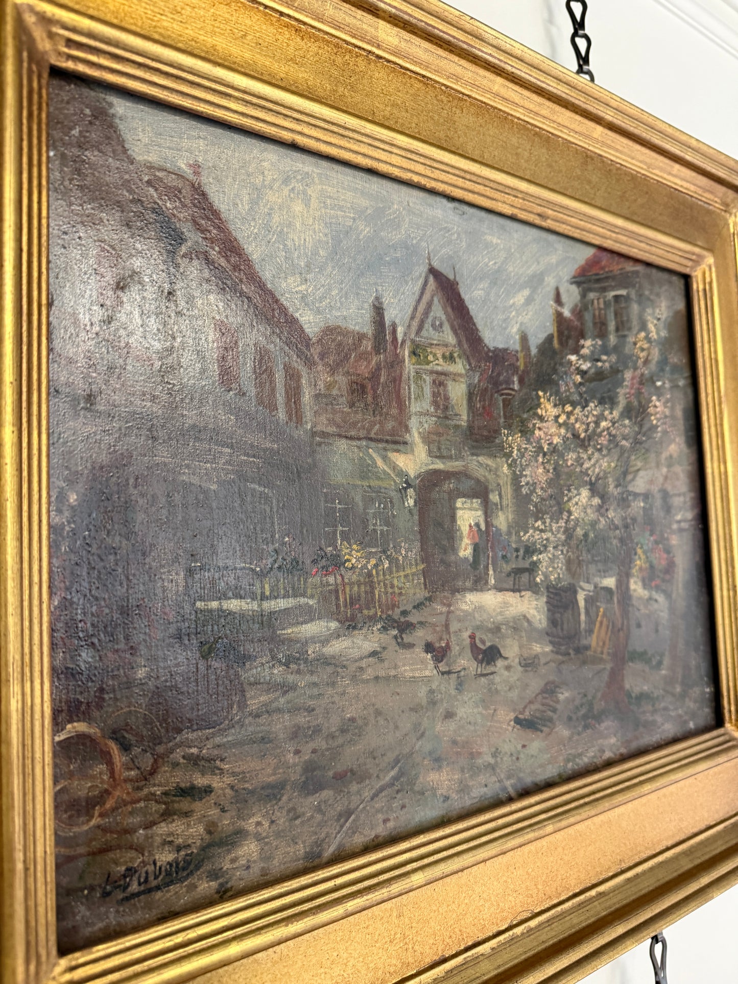 Oil Painting: Courtyard Chickens