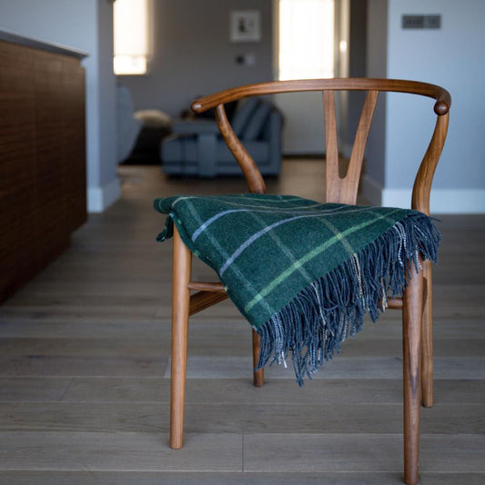 Green Windowpane Wool Throw