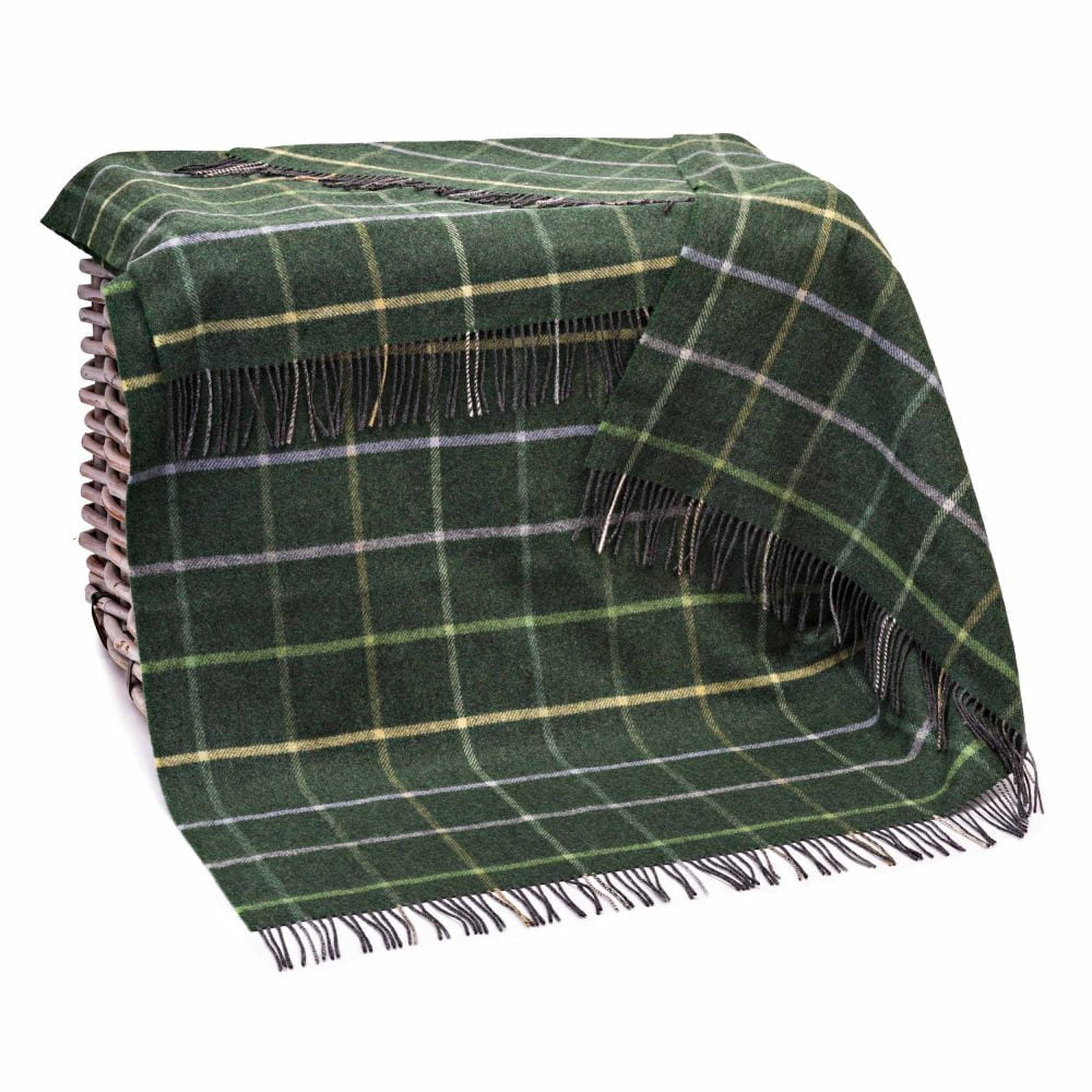 Green Windowpane Wool Throw
