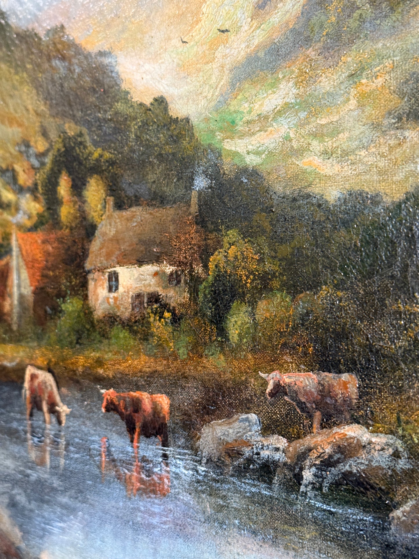 Grazing by the Cottage Oil Painting