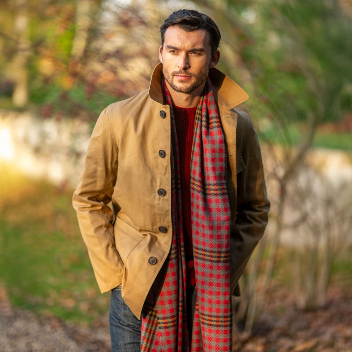 Red Rose Wool Scarf