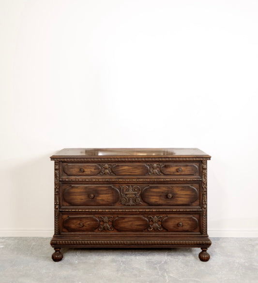 Jacobean Dresser/Vanity Carved with Mirror