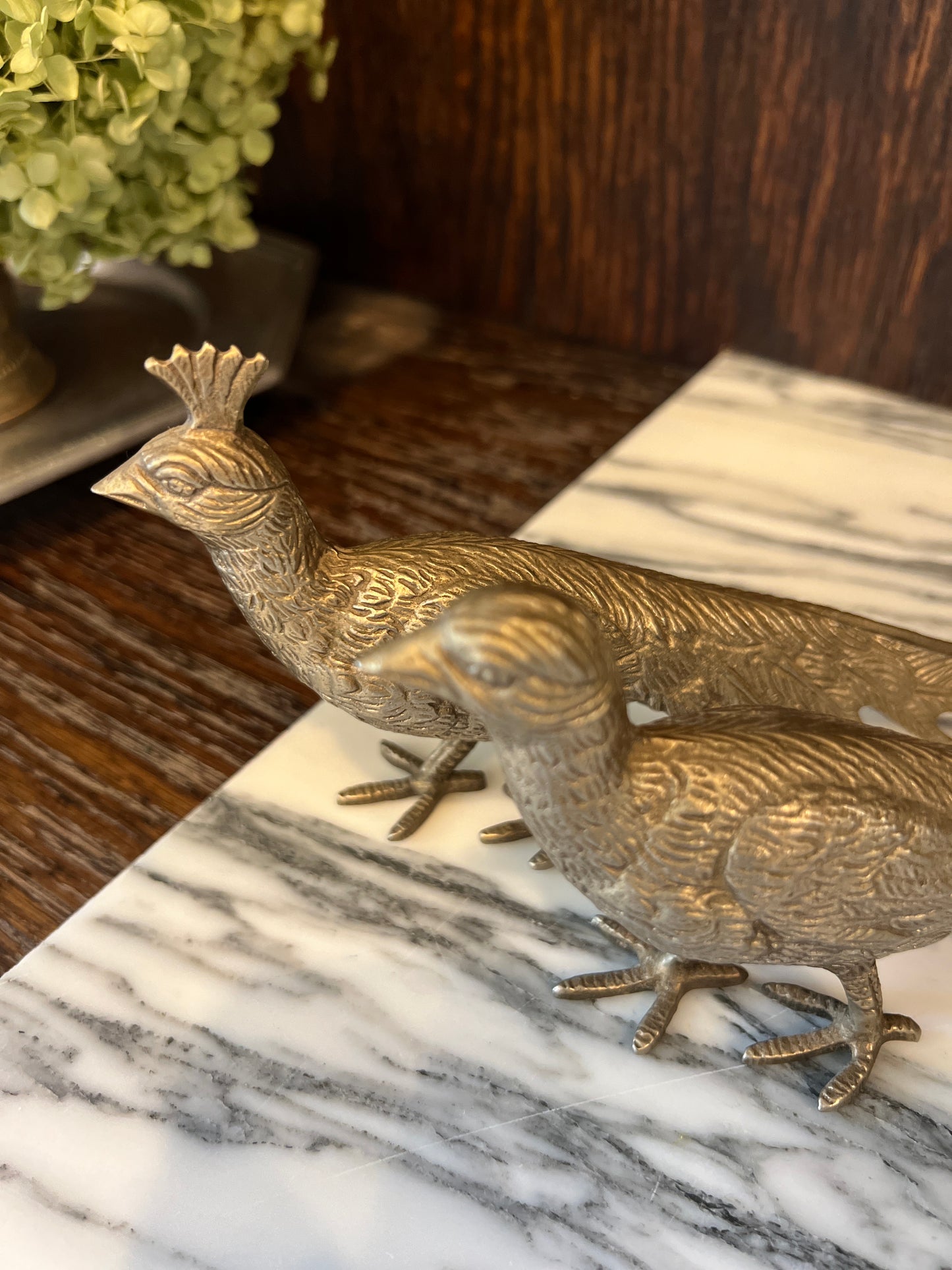 2 Brass Metal Pheasants