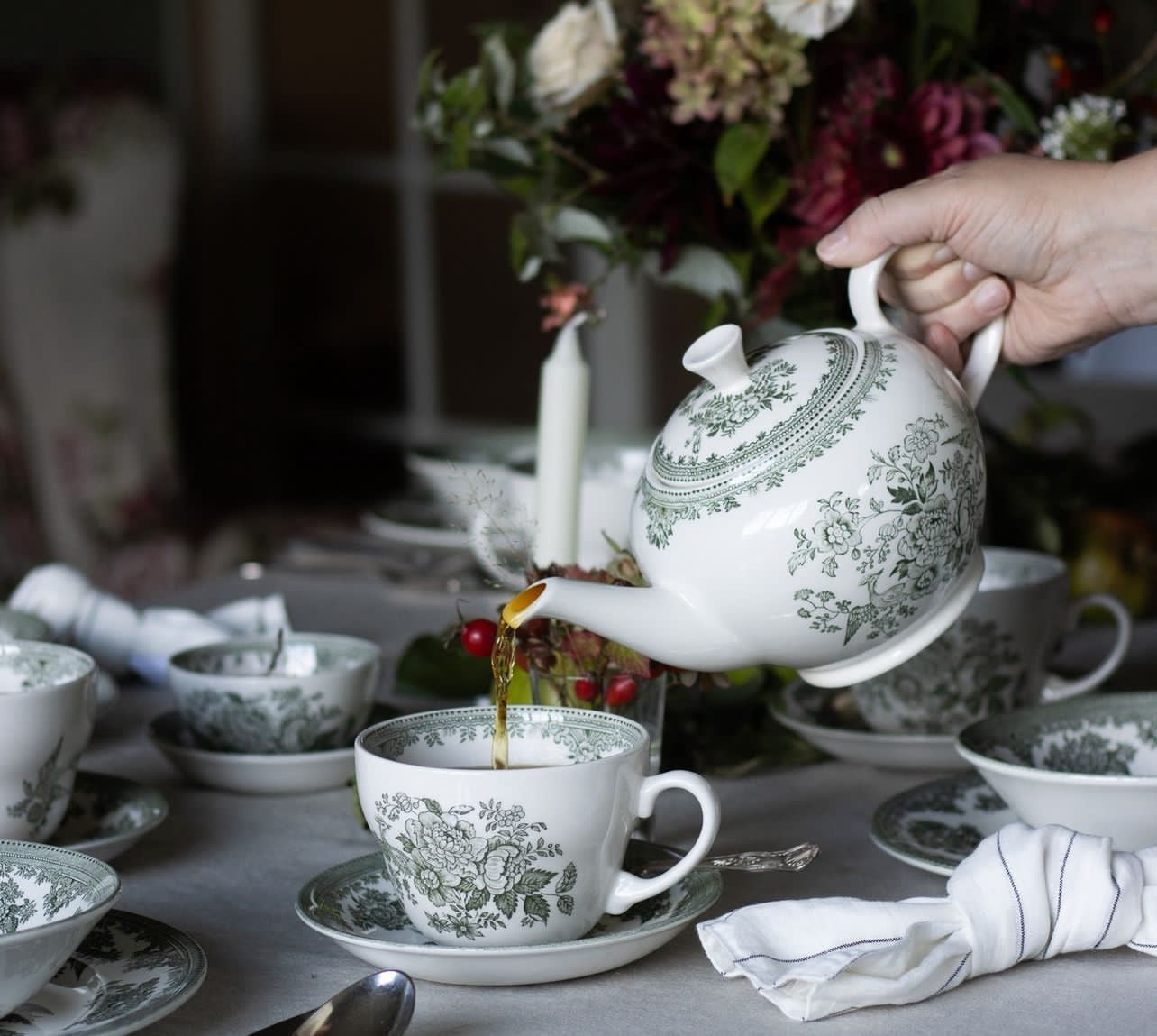 Green British Plates: Various Sizes