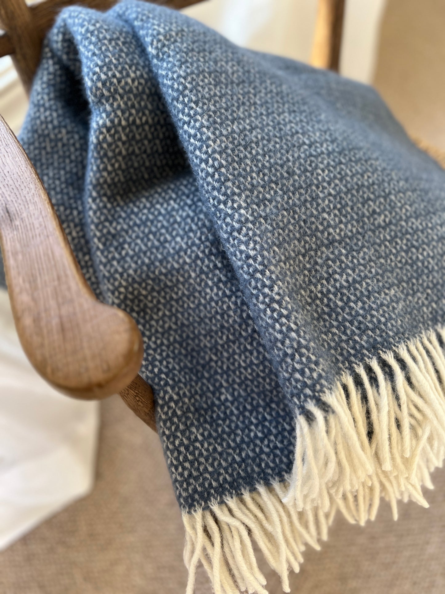 Blue Slate Tweed Wool Throw