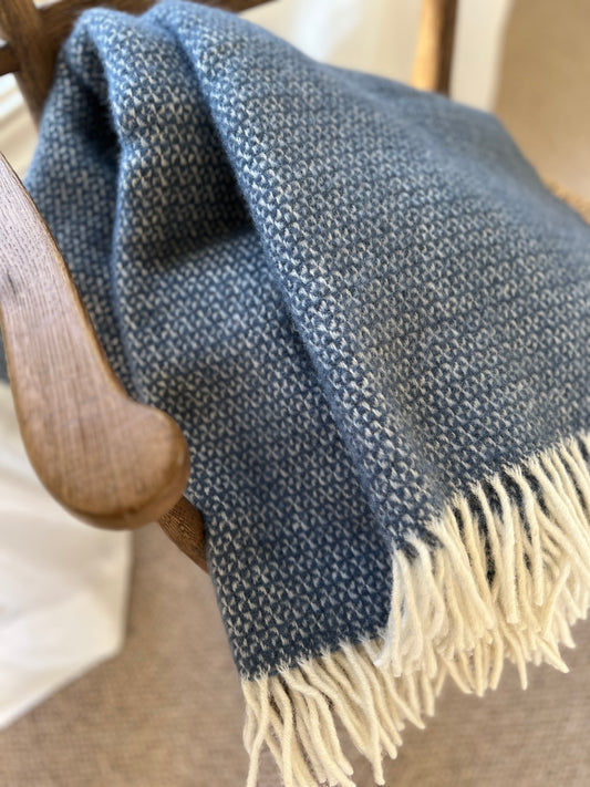 Blue Slate Tweed Wool Throw