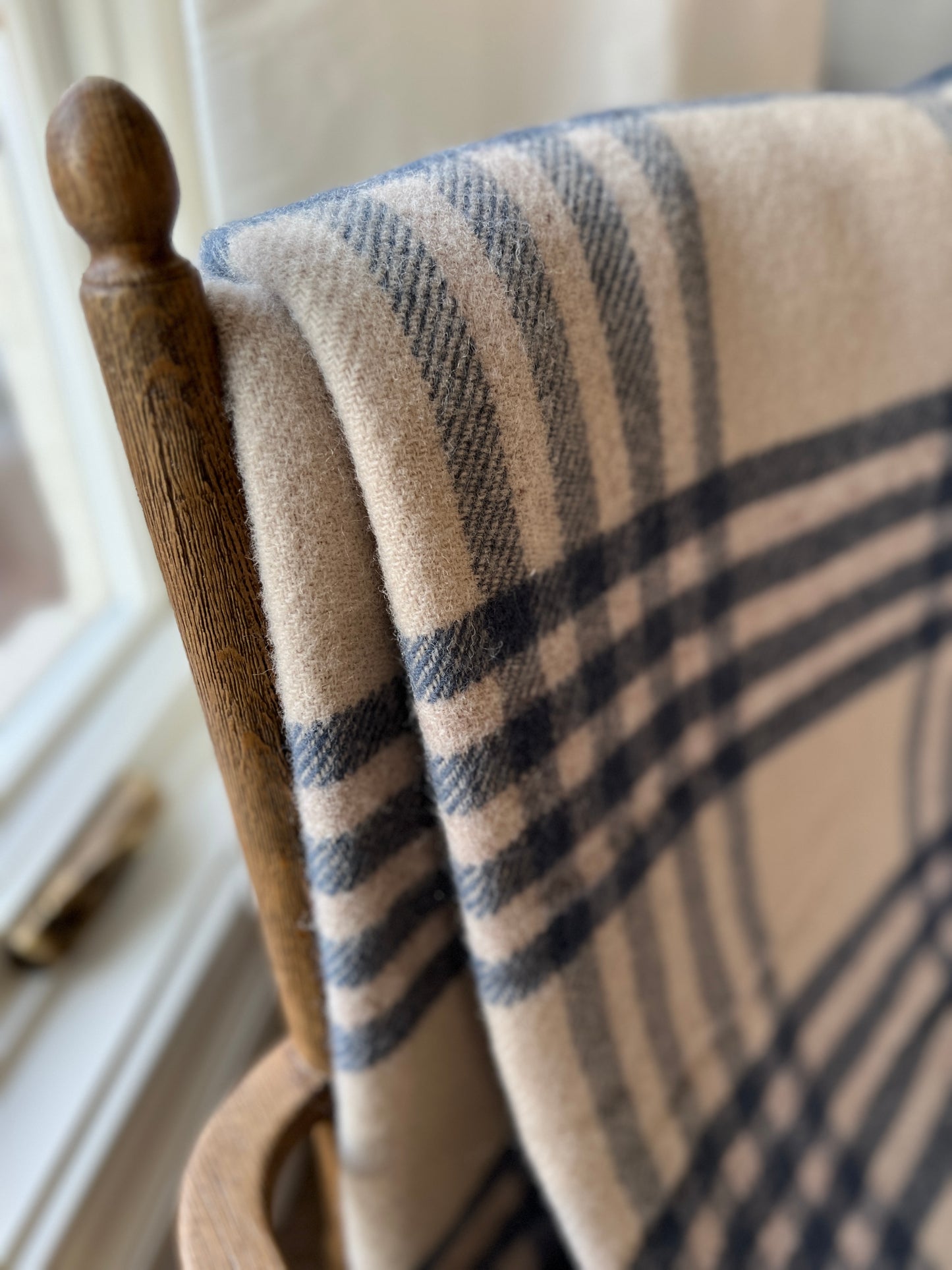 Olive or Slate Check Wool Throw