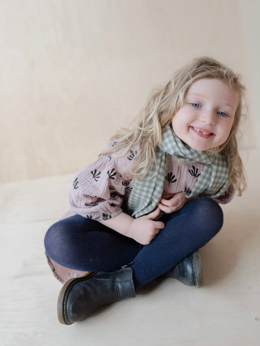 Kids Sage Gingham Scarf