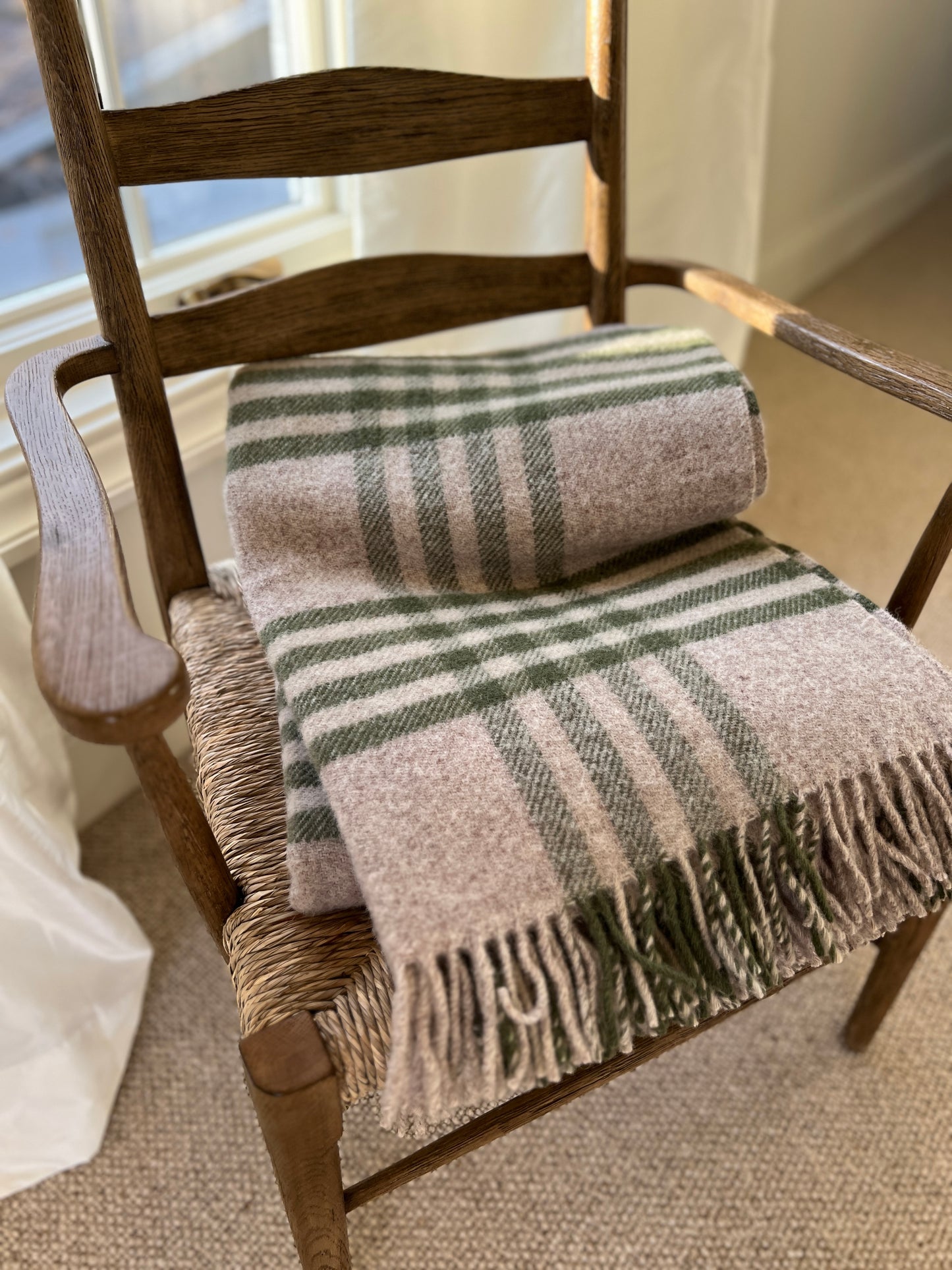 Olive or Slate Check Wool Throw