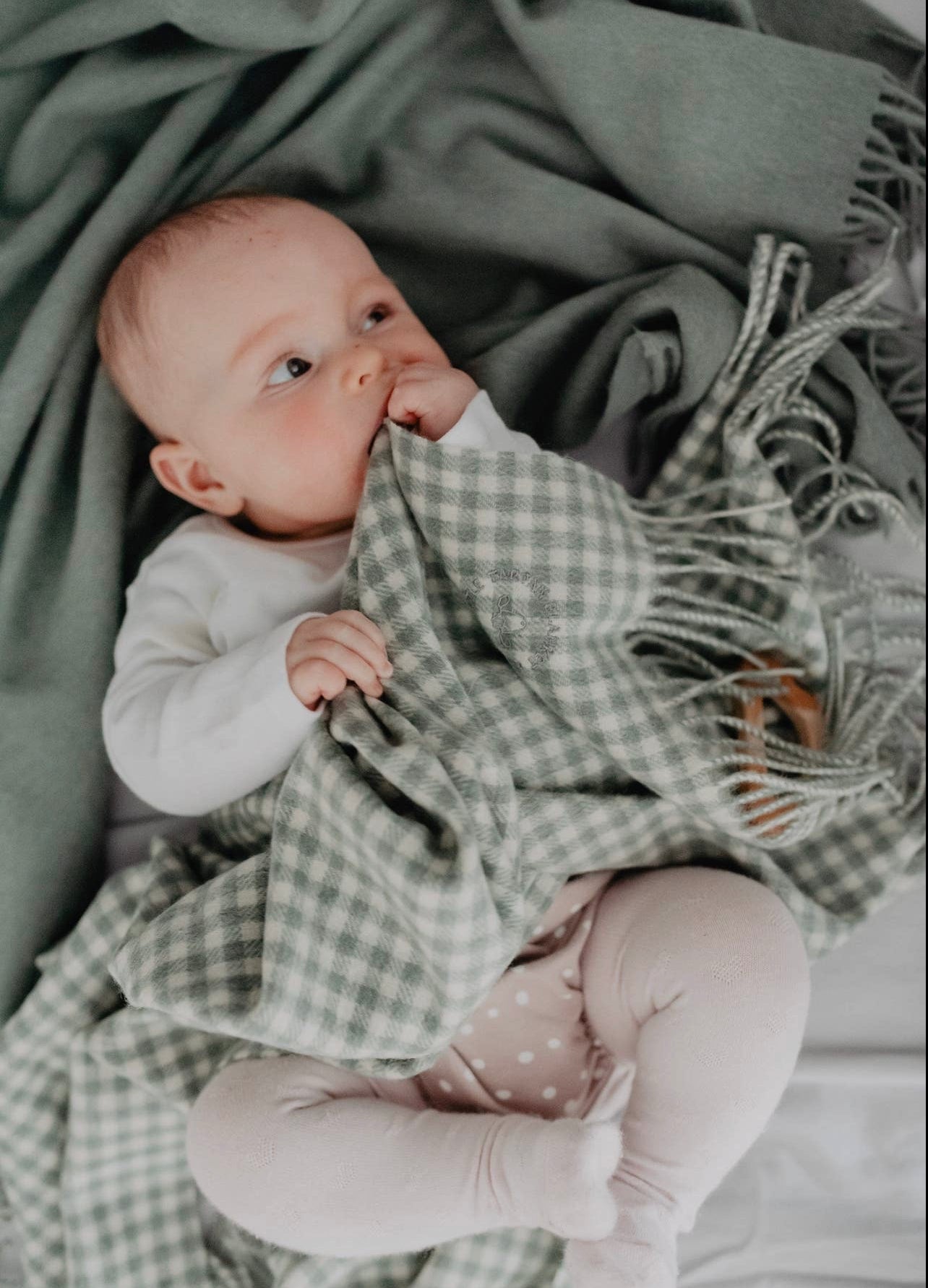 Baby Blanket: Sage Nursery Gingham