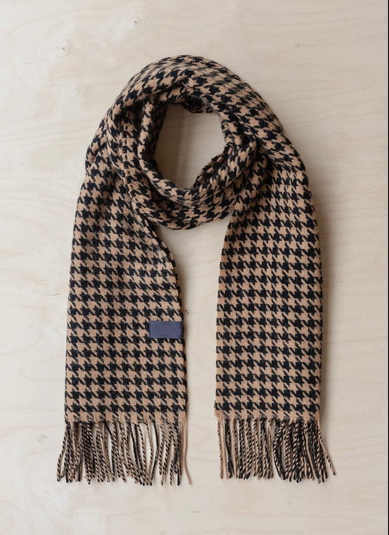 Camel Houndstooth Scarf