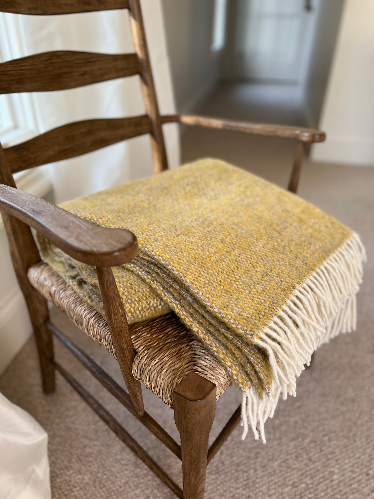 Wool Throw: Gold & Gray Tweed