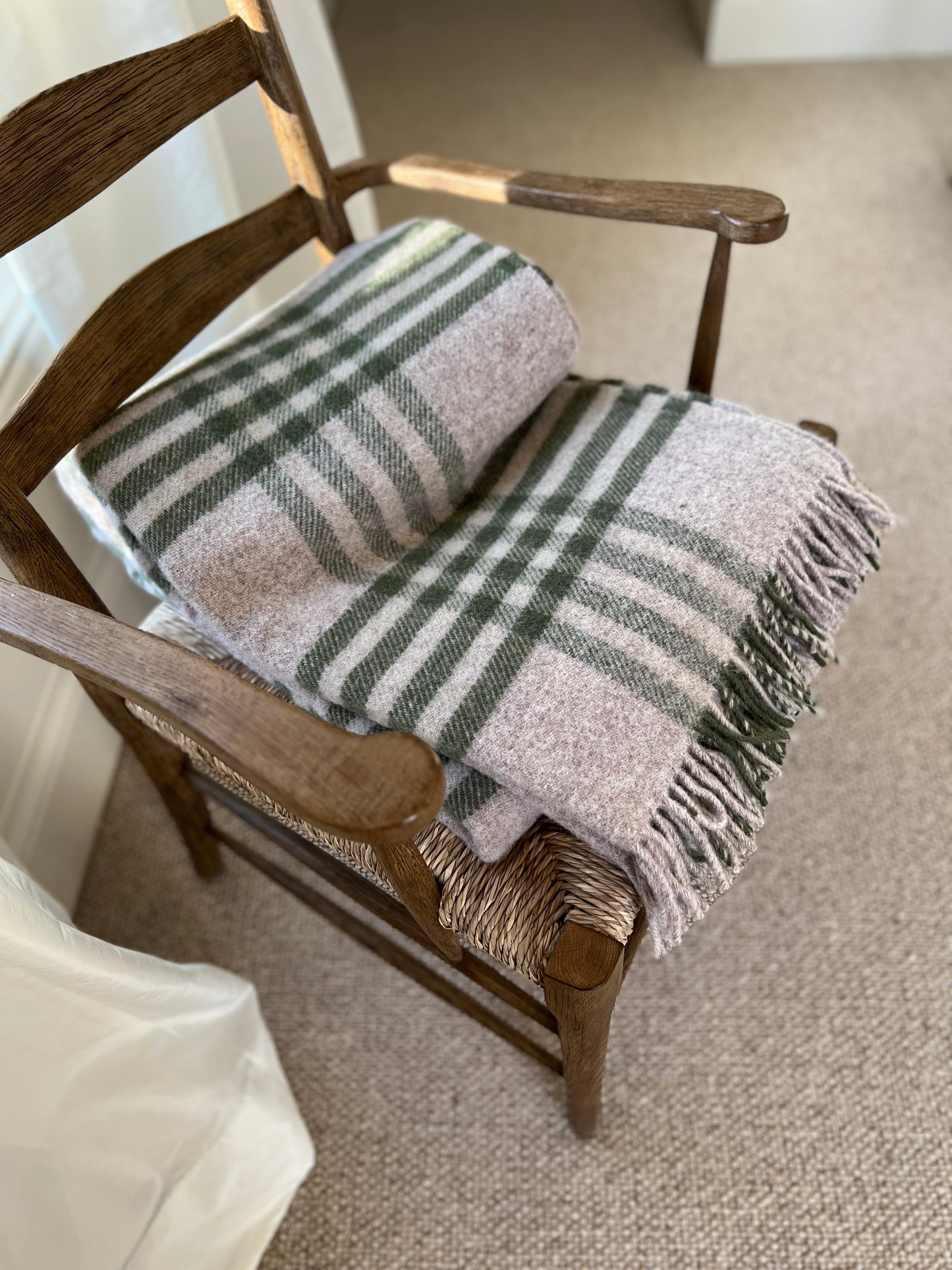 Olive or Slate Check Wool Throw