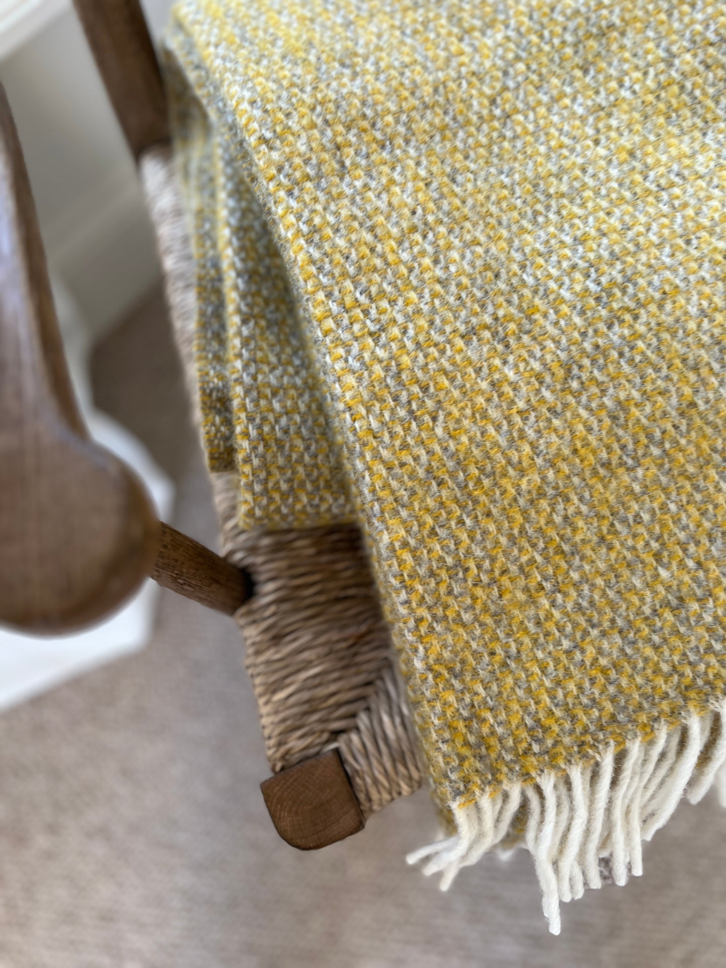 Wool Throw: Gold & Gray Tweed