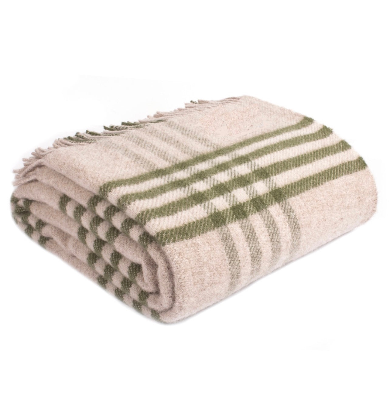 Olive or Slate Check Wool Throw