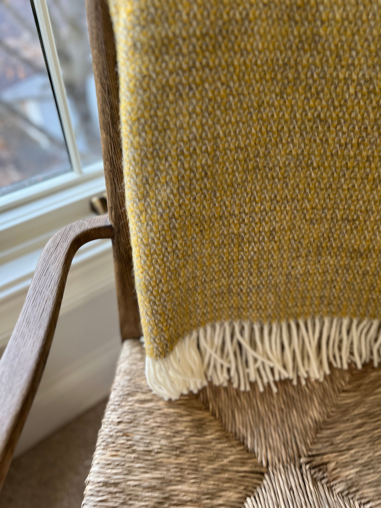 Wool Throw: Gold & Gray Tweed