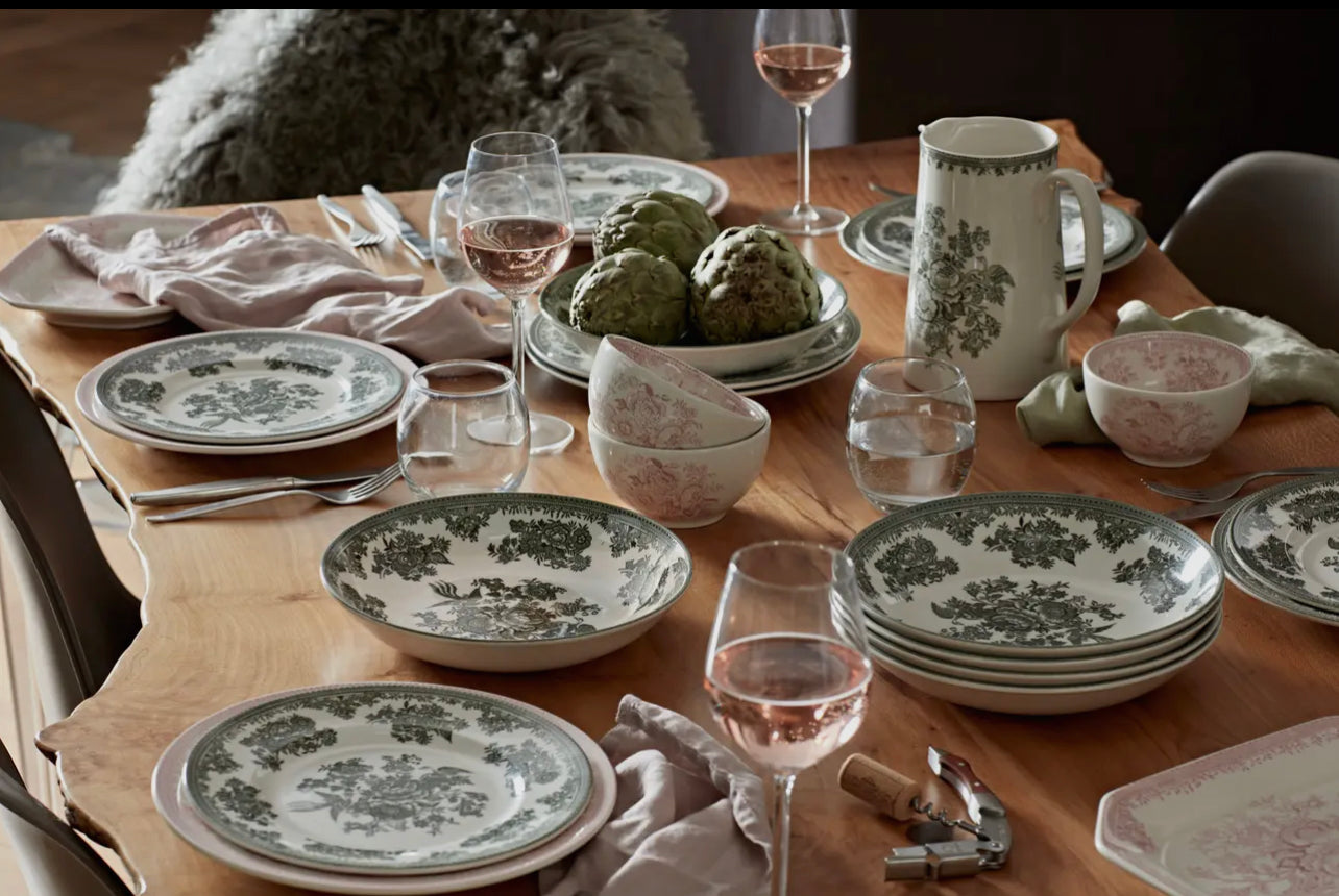 Green British Plates: Various Sizes