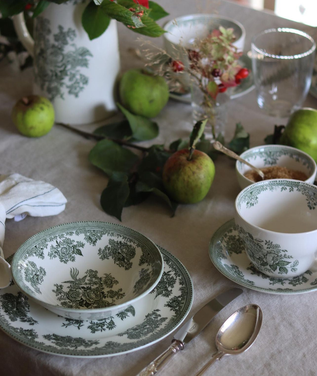 Green British Plates: Various Sizes