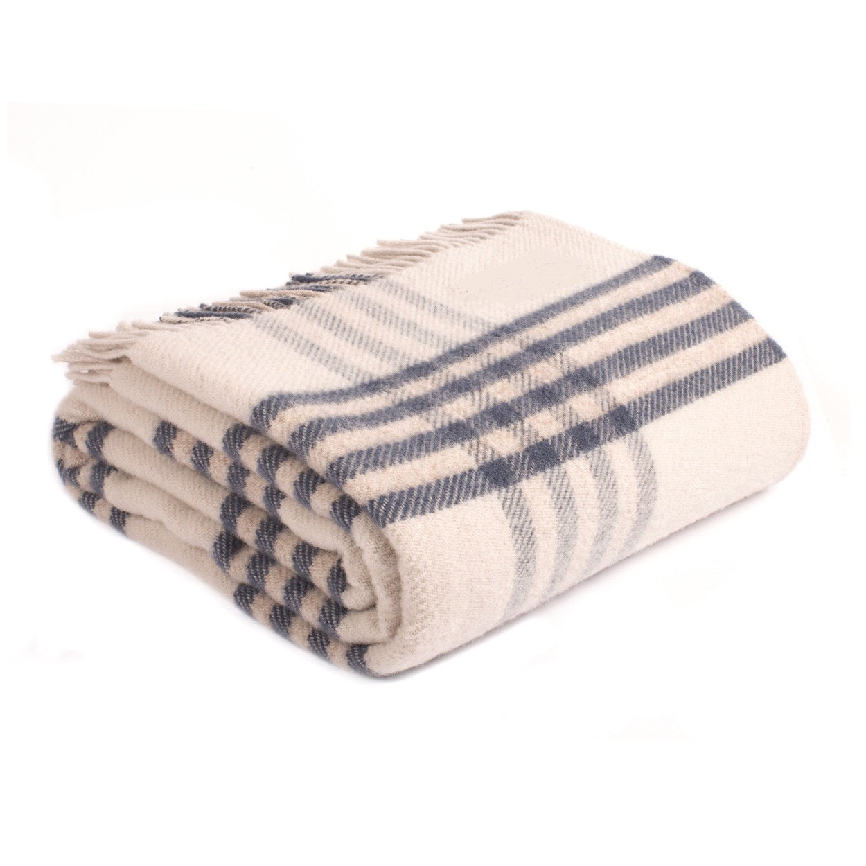 Olive or Slate Check Wool Throw