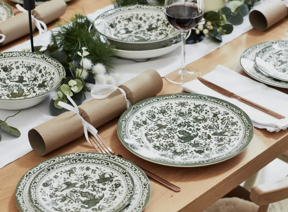 Green Peacock Plates: Various Sizes