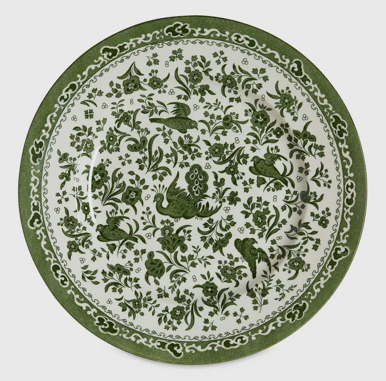 Green Peacock Plates: Various Sizes