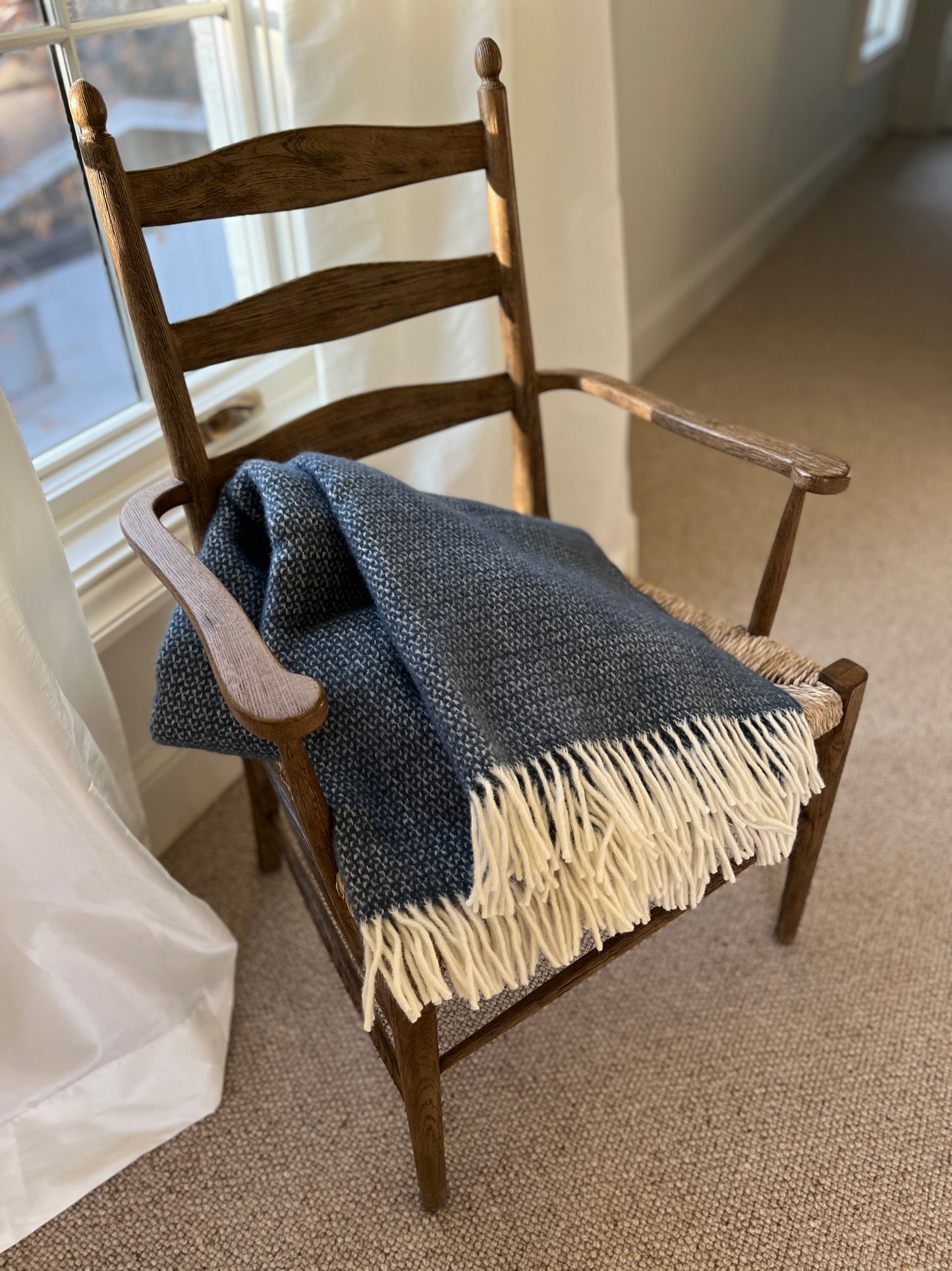 Blue Slate Tweed Wool Throw