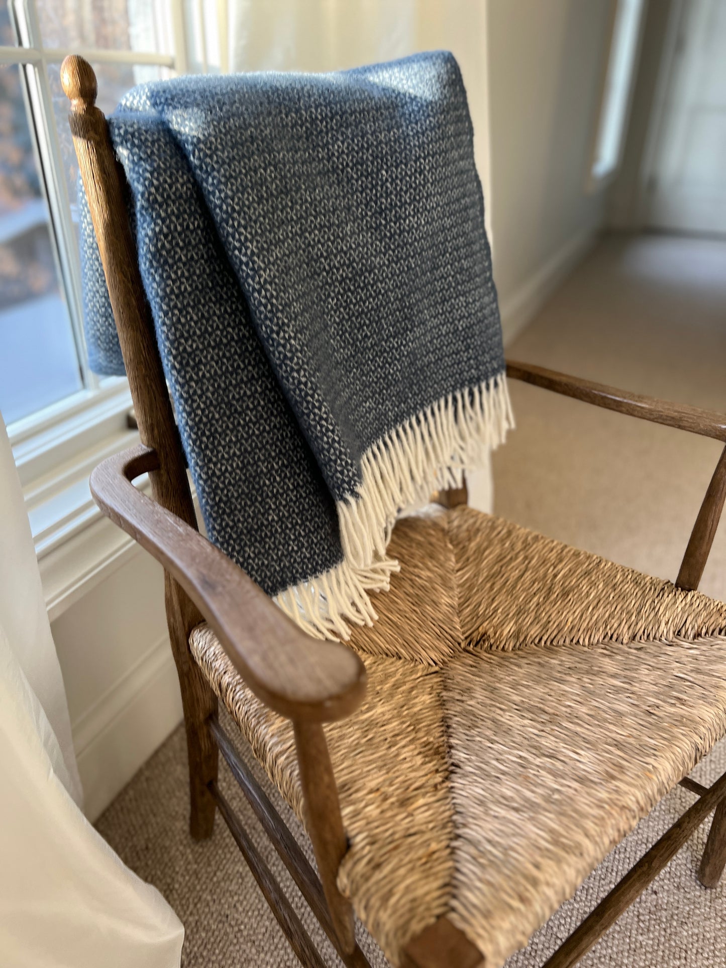 Blue Slate Tweed Wool Throw