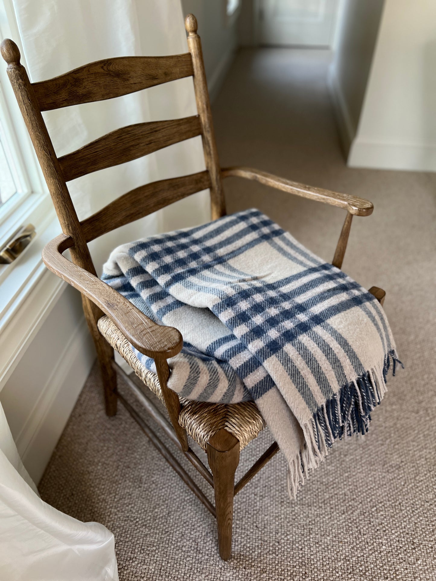 Olive or Slate Check Wool Throw