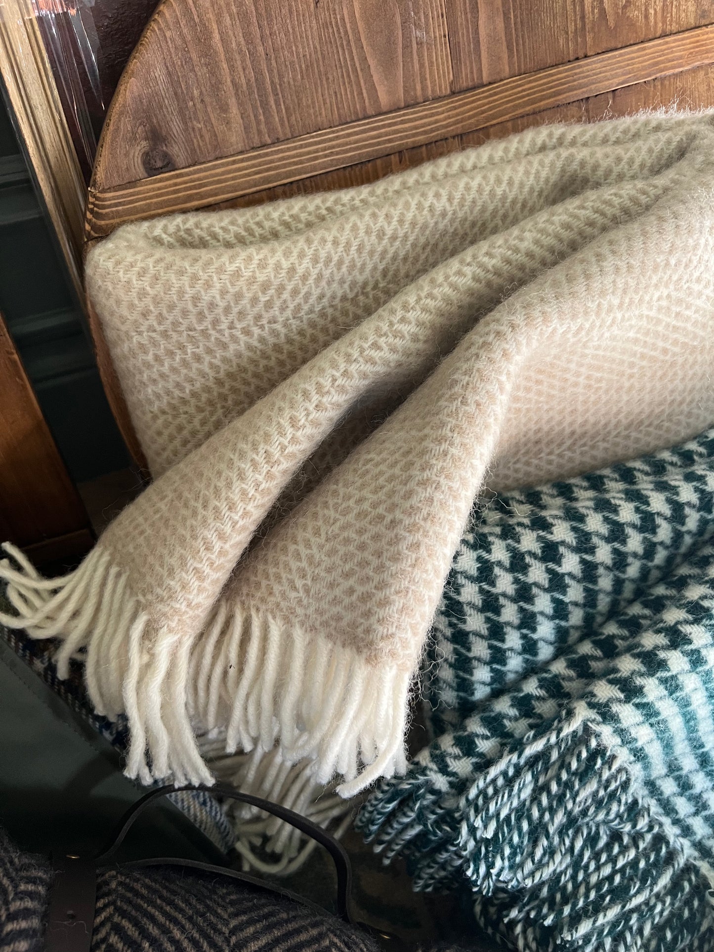 Wool Throw: Beehive Cream