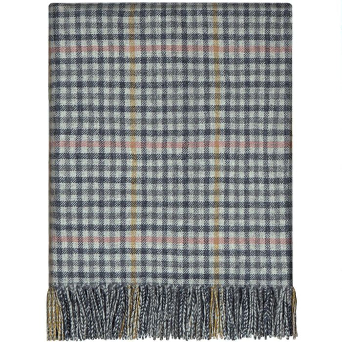 St Abbs Grey Check Wool Throw