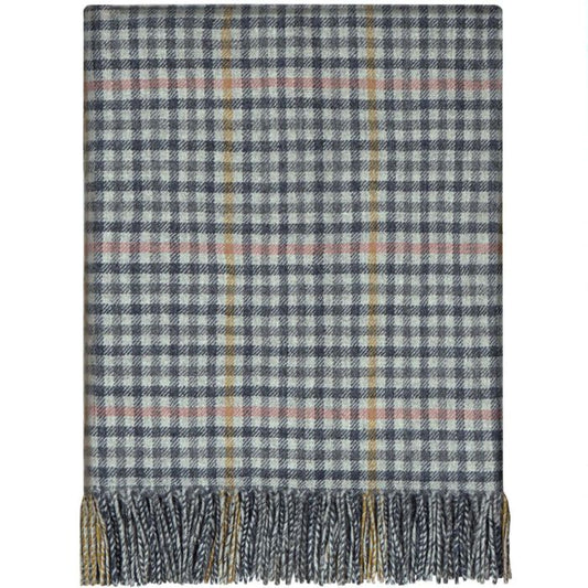 St Abbs Grey Check Wool Throw