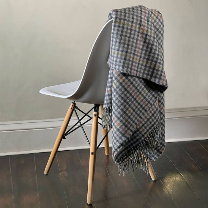 St Abbs Grey Check Wool Throw