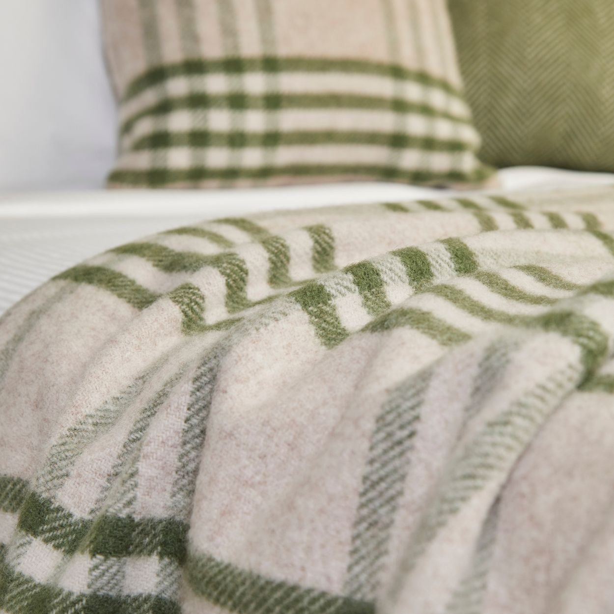 Olive or Slate Check Wool Throw