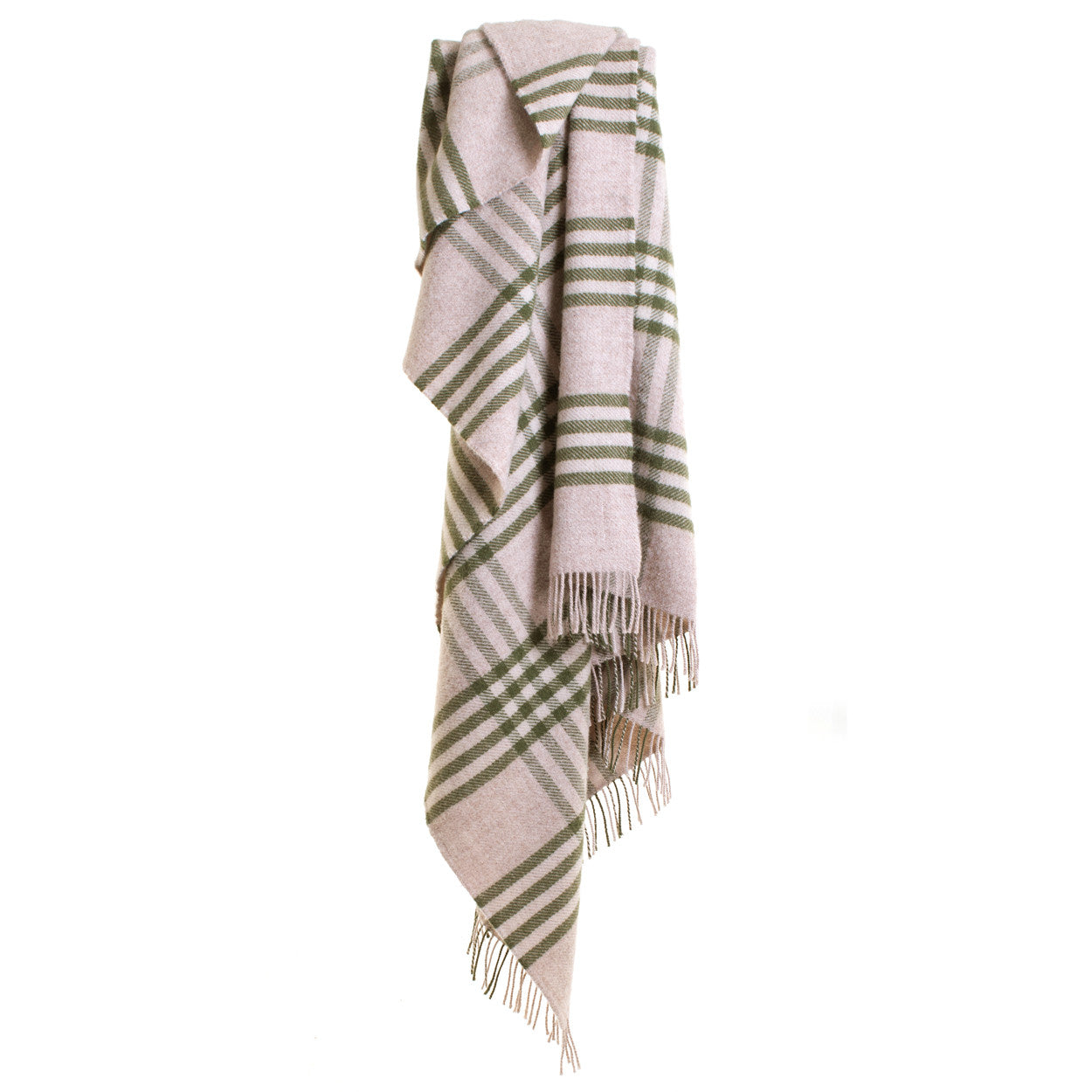 Olive or Slate Check Wool Throw