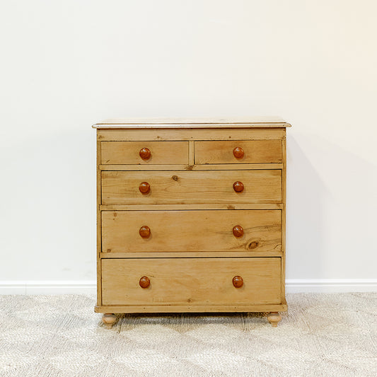 English Pine Chest w/ Knob Feet
