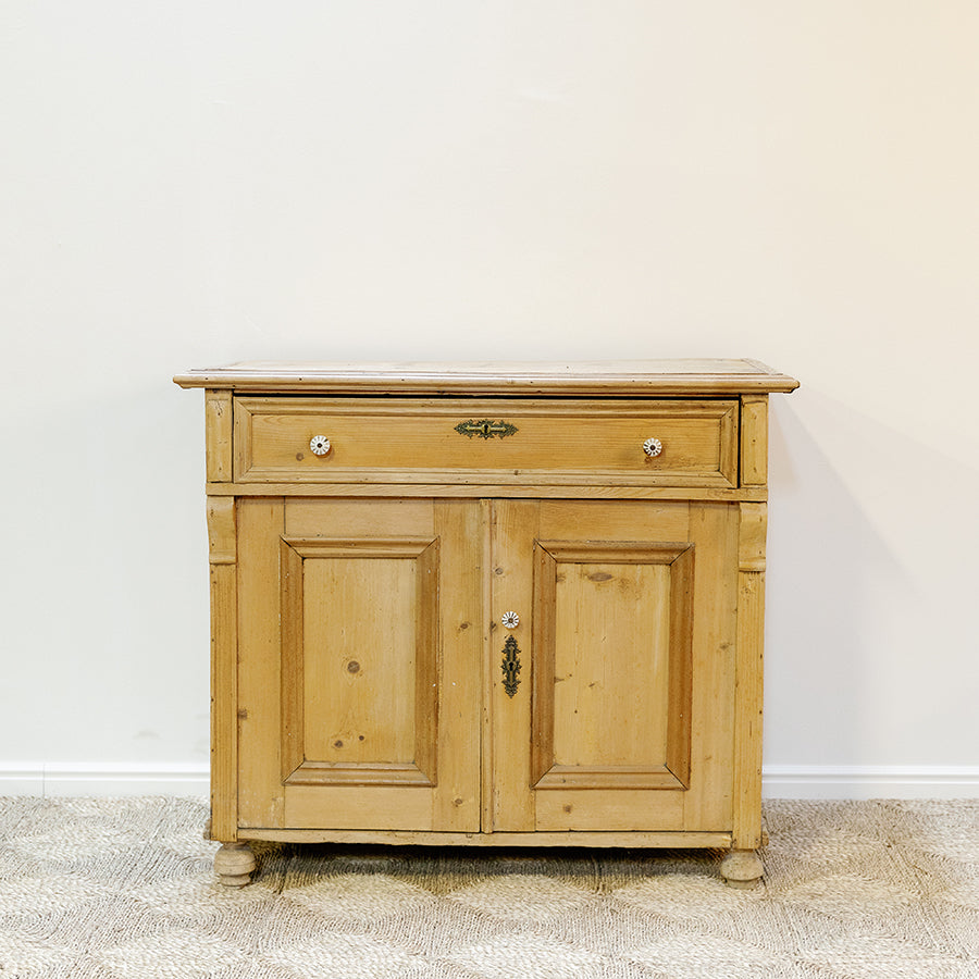 French Style Pine Kitchen Cupboard with Glass Doors