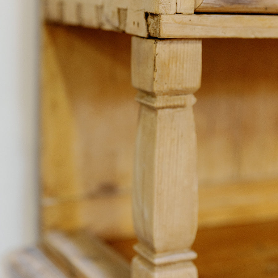 French Style Pine Kitchen Cupboard with Glass Doors