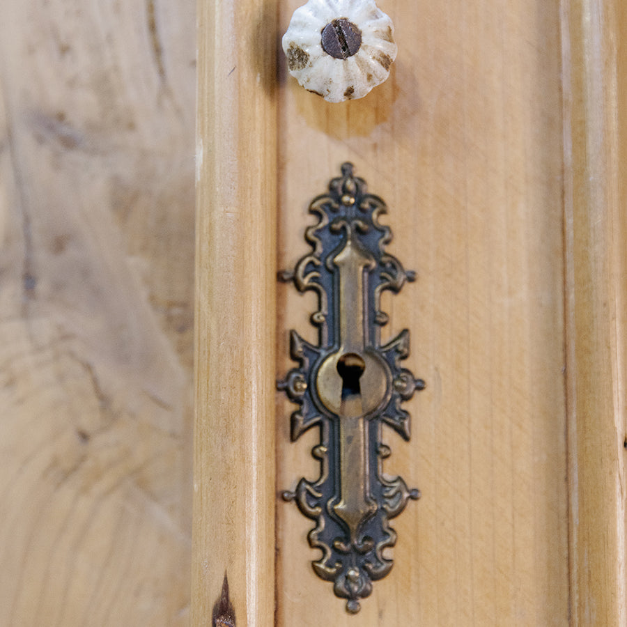 French Style Pine Kitchen Cupboard with Glass Doors