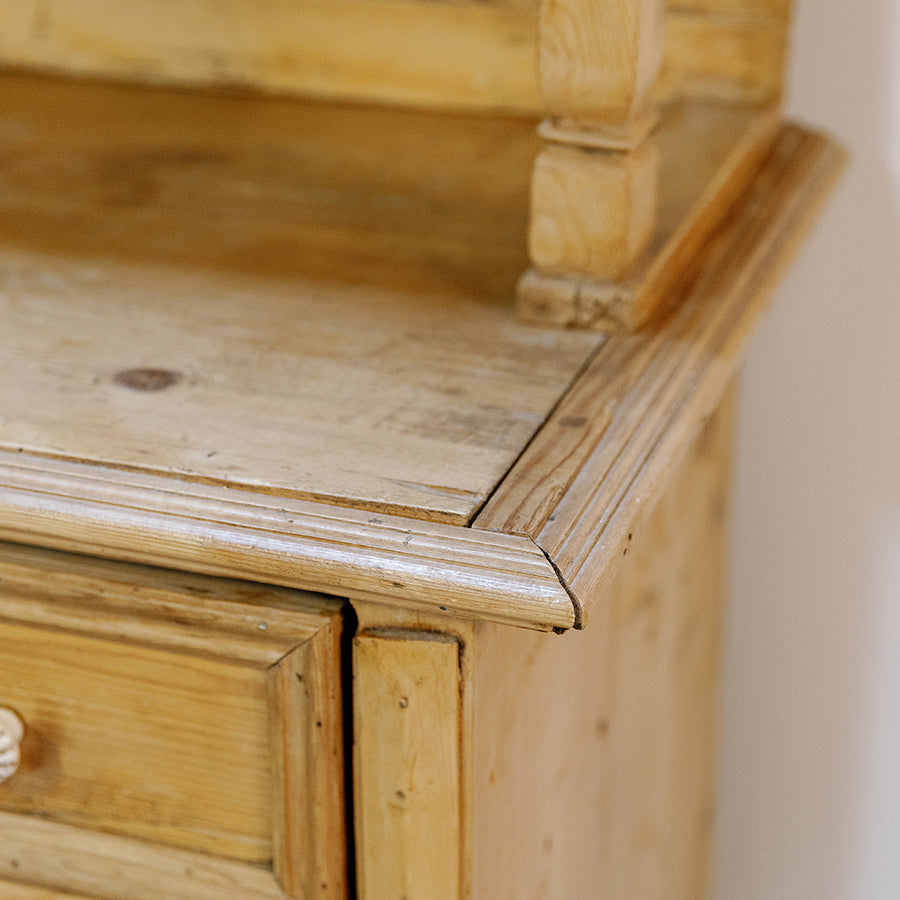 French Style Pine Kitchen Cupboard with Glass Doors