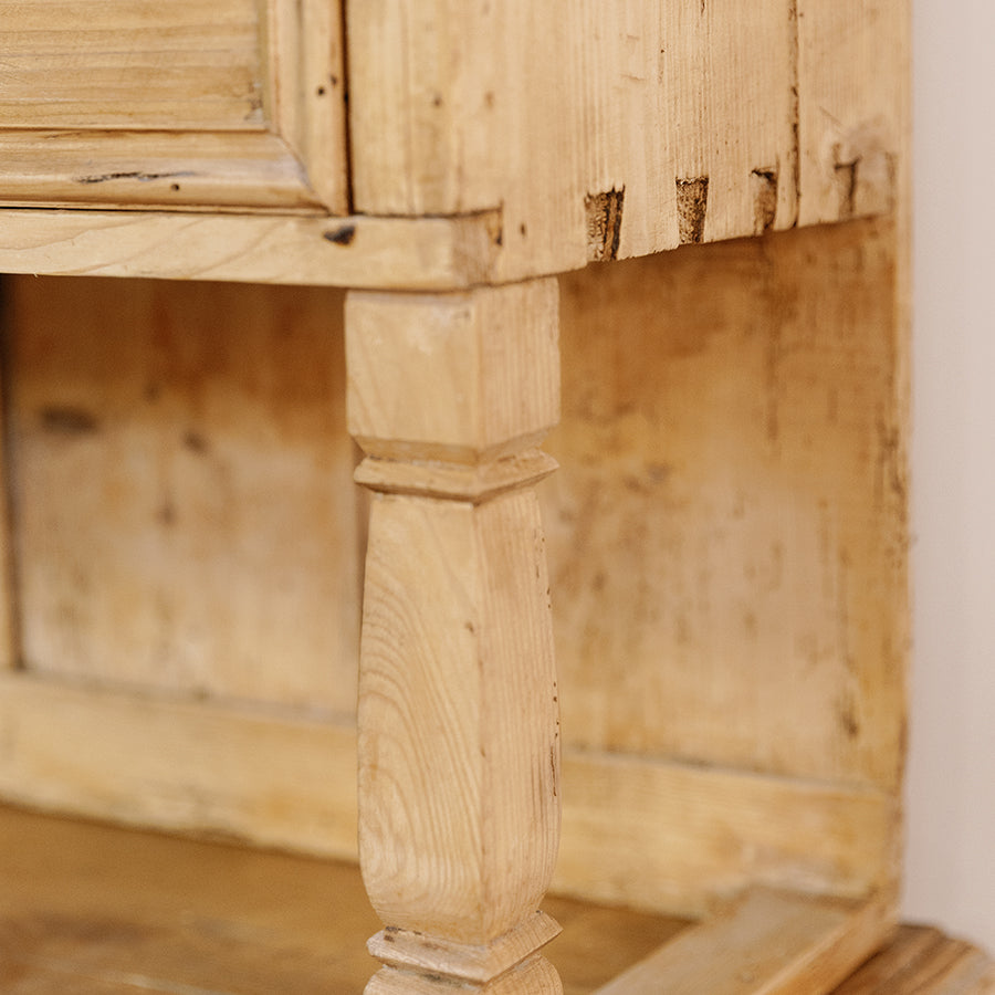 French Style Pine Kitchen Cupboard with Glass Doors