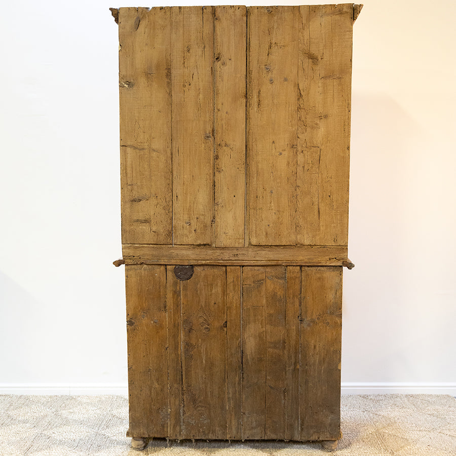 French Style Pine Kitchen Cupboard with Glass Doors